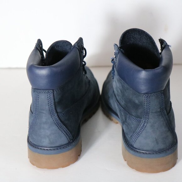 Timberland 6 Inch Lace Up Kids Boots 4.5 Blue Suede Shoe - Picture 5 of 7